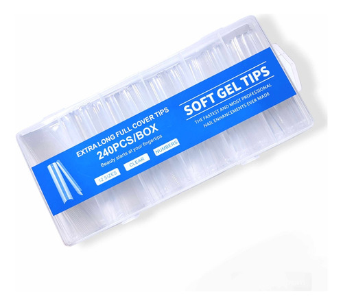 240 Tips Soft Gel Cuadradas Extra Largas 