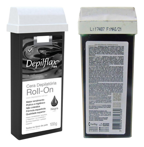 Depilflax Cera Depilatória Refil Roll-on Negra 100g