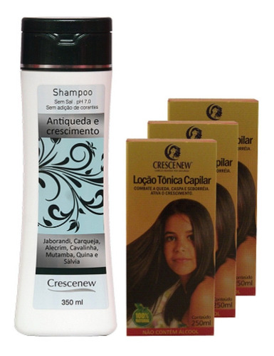 Imagem 1 de 4 de Kit Shampoo E 3 Loção Tônica Capilar - Combate Queda Cabelo