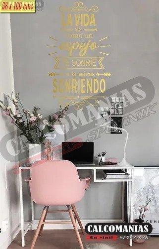 Vinilo Decorativo Pared Frase La Vida Es Un Espejo