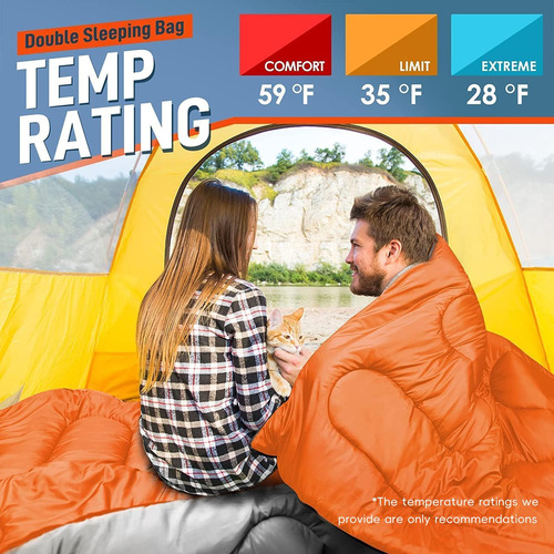 Double Sleeping Bag For Adults With Pillow, Xl Queen Size