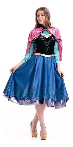 Frozen Anna Princesa Vestido Cosplay Para Mujer Adulto