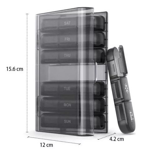 Organizador Portátil Semanal De Comprimidos, Negro