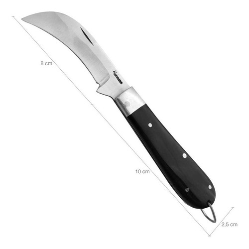 Canivete Britola Foice Bolso Aço Inox 420 Clip Cabo Chifre