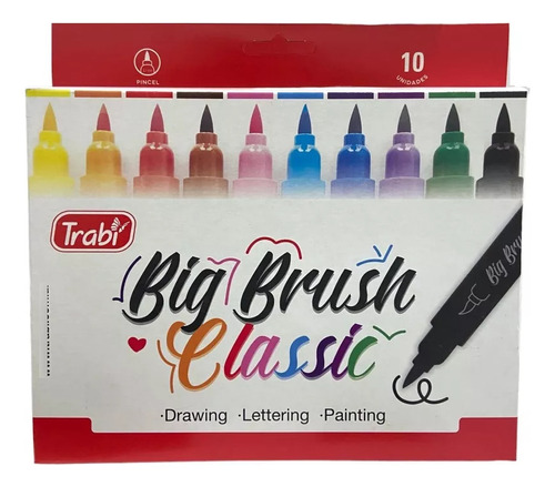 Estuche Con 10 Marcadores Trabi Big Brush Pincel Basicos