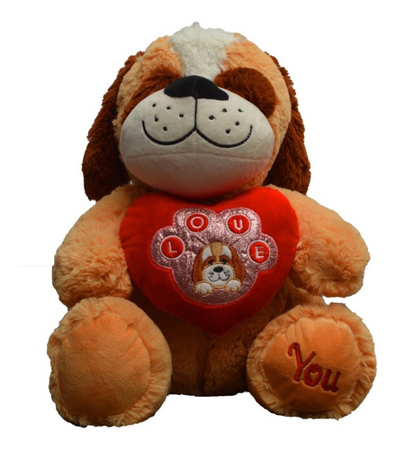 Peluche Perro Con Corazón De 40 X 35cm Con Sonido