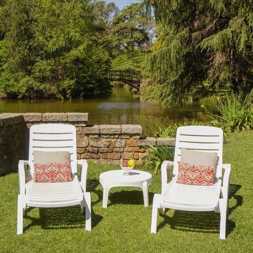 Combo X2 Reposeras Plegables Garden Life Toronto Blanco