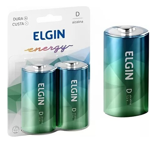 Pilhas Alcalina Energy D Cartela 2 Unidades - Elgin