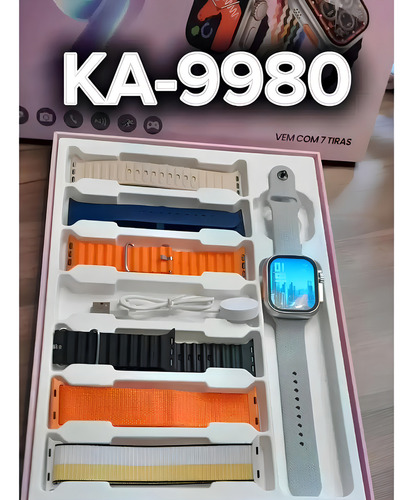 Smartwatch Feminino Smartwatch 7 Pulseiras Gold Com Carregamento Sem Fio Mede Batimentos Mede Pressão Relogio Inteligente Mede O Sono Tira Foto Atende Ligações Recebe Notificações