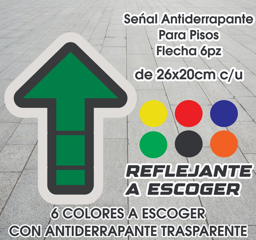 6 Pz. Calcomania Sticker Flechas Para Piso En Reflejante