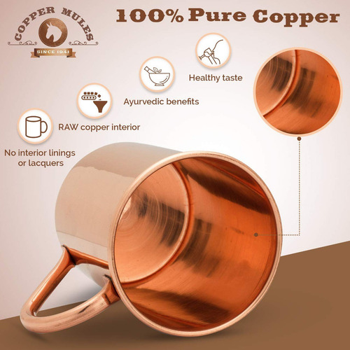 Bc Taza Moscow Mule De Cobre Hecha A Mano Con 100 % De Cobre