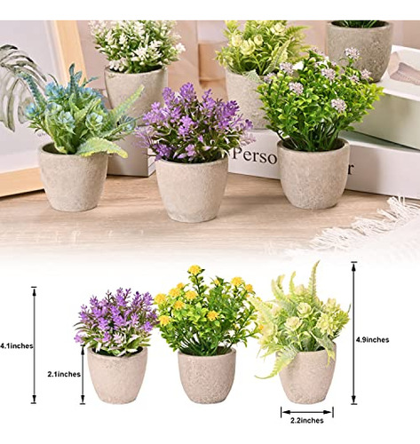 Conjunto De 6 Arreglos De Flores Artificiales En Maceta, Flo