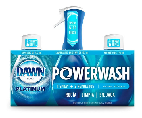 Dawn Ultra Platinum Powerwash 1 Spray + 2 Repuestos 473 Ml
