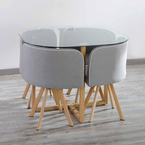 Juego De Comedor Graph Mesa De Vidrio Y 4 Sillas