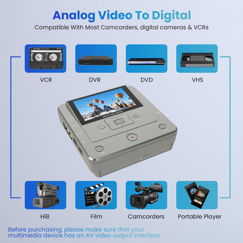 Conversor Vhs Para Digital Gravador De Dvd Para Gravação De