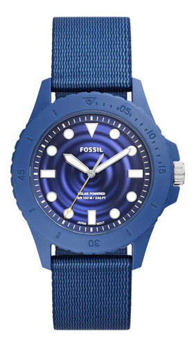 Reloj Hombre Fossil Fs5893 Cuarzo Pulso Azul En Poliuretano