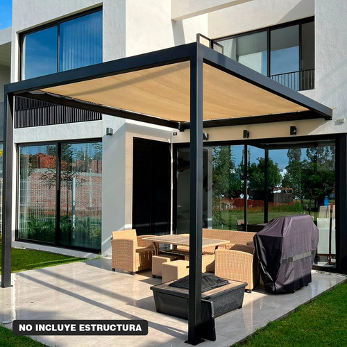 Imagen 5 de 10 de Malla Sombra 90% Raschel Beige De 5mx5m Reforzada