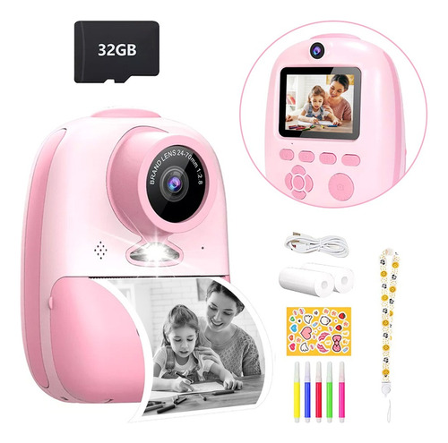 Cámara Digital Hd Para Niños Fotos Imprimibles 32gb Tarjeta