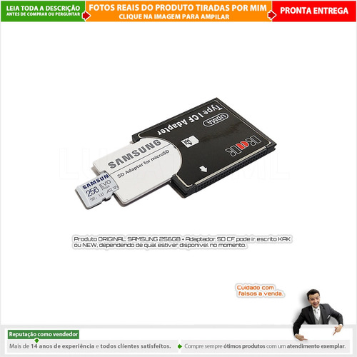 Microsd 256gb Samsung Original + Adaptador Compact Flash |p2