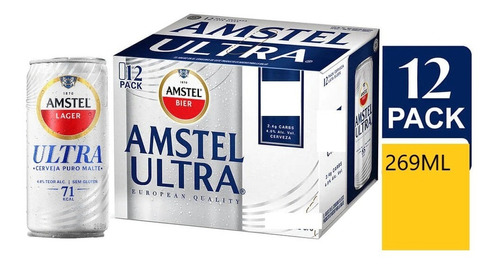 12 Cerveja Amstel Lager Ultra 269ml Sem Glúten 71cal Lowcarb