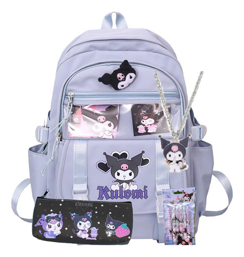 Mochila Escolar Kawaii Kuromi Con Estuche For Lápices Para