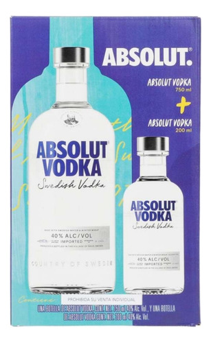  Pack Absolut Vodka Blue 750 Ml + Absolut Vodka Blue 200ml