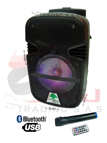 Cabina Parlante Recargable Bluetooth Usb 8 PuLG + Microfono