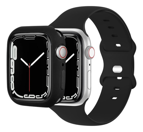 Capa E Pulseira Silicone Para Apple Watch 41/44/45/49mm