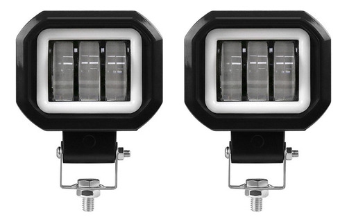 Par Faro Ojo De Angel Cuadrado 3 Led 30w Lupa 6d Estrobos