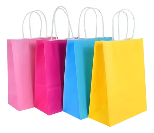 comprar Docena De Bolsas De Colores Para Cumpleaños 16x21x8cm