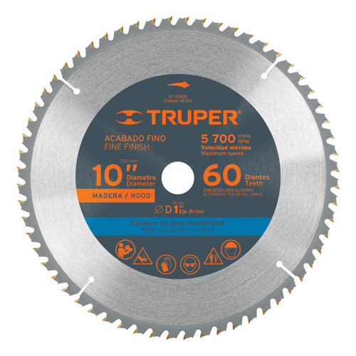 Sierra Circular Madera 10' 60 Dientes Centro 1' 18308