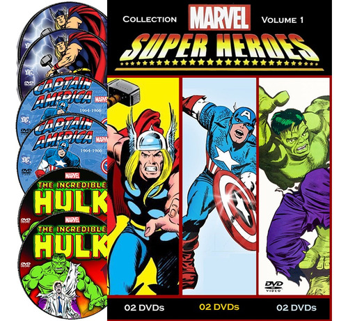 Dvd - Dvd Super Heróis Marvel Coleção Desenhos Clássicos Box