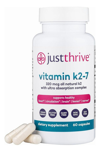 Just Thrive Vitamina K2-7 60cap Salud Del Cerebro Y Corazón