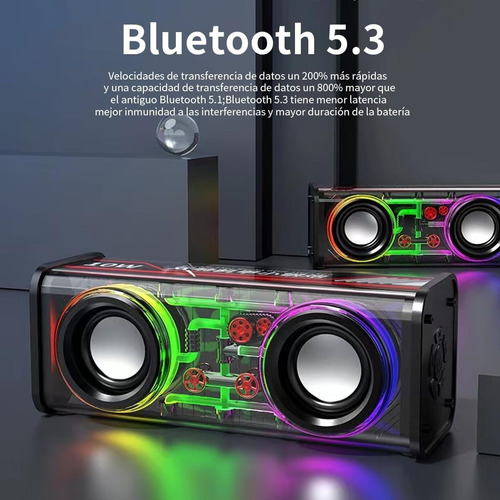 T Bocina Bluetooth Portátil Mecánico Impermeable Con Rgb