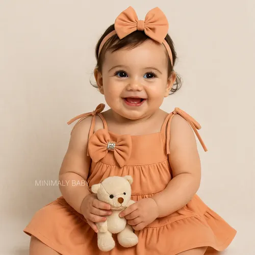 Kit Vestido Menina Nude Verão Canelado 3 Pçs - Calcinha Luxo!