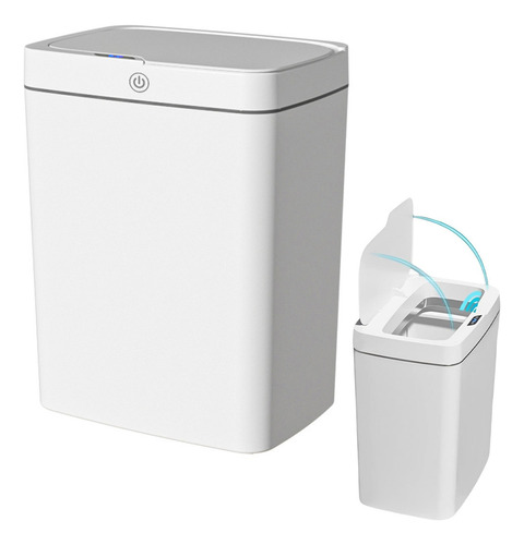 Pequeño Bote De Basura Con Sensor Led Inteligente Silencioso Blanco