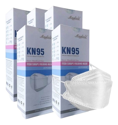 Mascarillas Kn95 Fish Mayfield Pack X 5 Cajas Blanco Negro