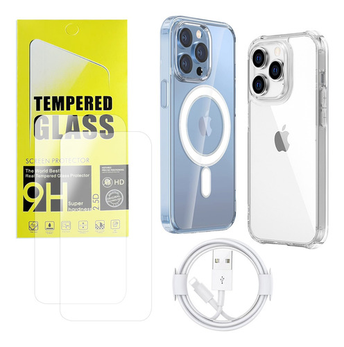 2pc Funda Case Para iPhone +mica Pantalla+cable Datos