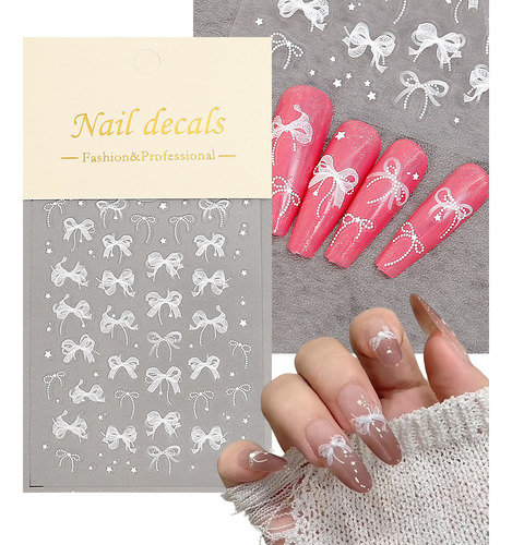 Calcomanías De Manicura Diy Con Lazo Para Uñas, 2 Unidades