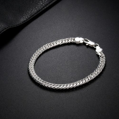 Imagen 6 de 7 de Set Cadena + Pulsera Triple Grumet Chapado Plata 925 6mm