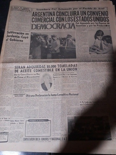 Diario Democracia 21 12 1955 Aramburu Gina Lollobrigida Boca