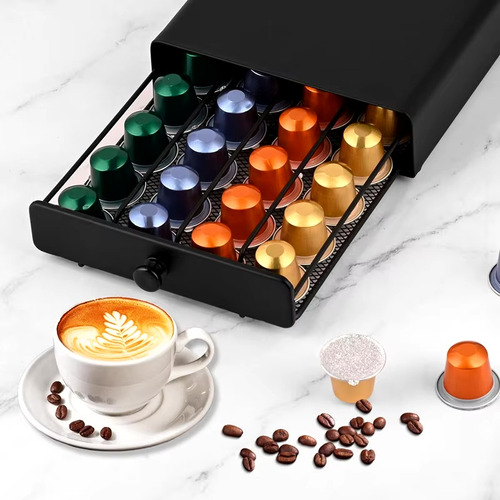 Organizador Capsulas Cafe Nespresso Cajon X40 Portacapsulas Color Negro