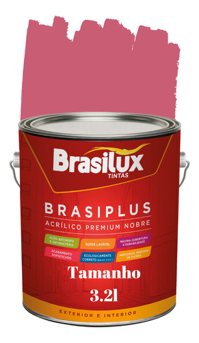 Tinta De Parede Rosa Babi 3,2l Brasiplus Acrílica Fosca