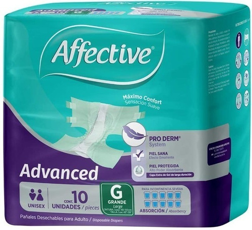 Pañal Adulto Affective Advanced Gde  Paq Con 10 Pzas 