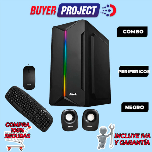 Combo Case Altek Atx Teclado + Mouse + Parlantes + Fuente