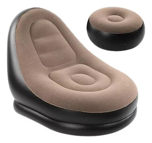 Sofá Descanso Inflável + Apoio De Pernas, 100kg, Vinil E Pvc Cor Preto