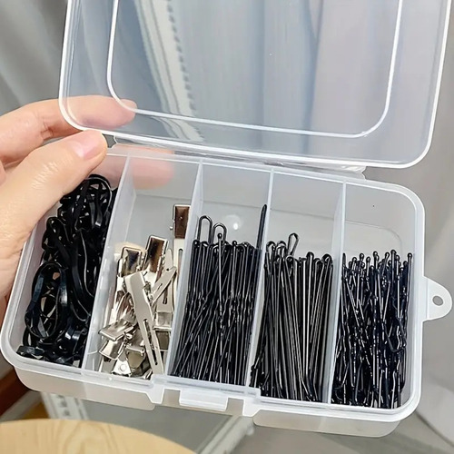 Kit 210 Pcs Accesorios Para Cabello Horquilla/ligas/pinzas Color Negro