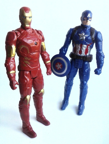 Juego De 2 Muñecos De Iron Man Capitan America Juguete Niños