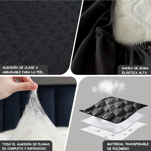 Funda De Colchón Tamaño Queen 100 % Impermeable De 200 X 150 Negro Matrimonial