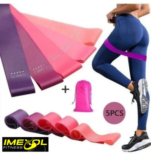 5 Bandas Ligas Elásticas Resistencia Ejercicios Yoga Gym